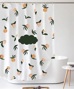 Peach Fruit Printed Pattern Shower Curtain For A Fresh And Fruity Bathroom