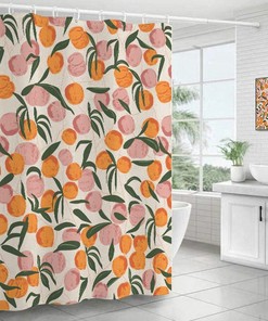 Peach Home Bathroom Decor Hanging Fabric Shower Curtain