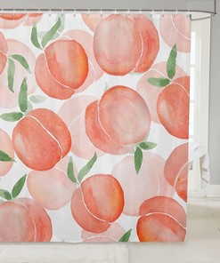 Peach Leaves Botanical Shower Curtain for Boys and Girls