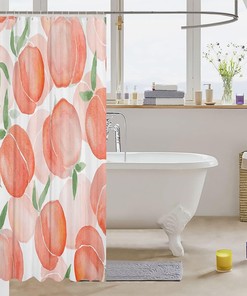 Peach Leaves Botanical Shower Curtain for Boys and Girls