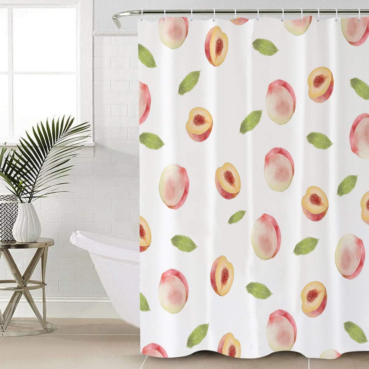 Peach Print Shower CurtainFresh & Simple Bathroom Decor for Women