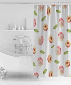 Peach Print Shower CurtainFresh & Simple Bathroom Decor for Women