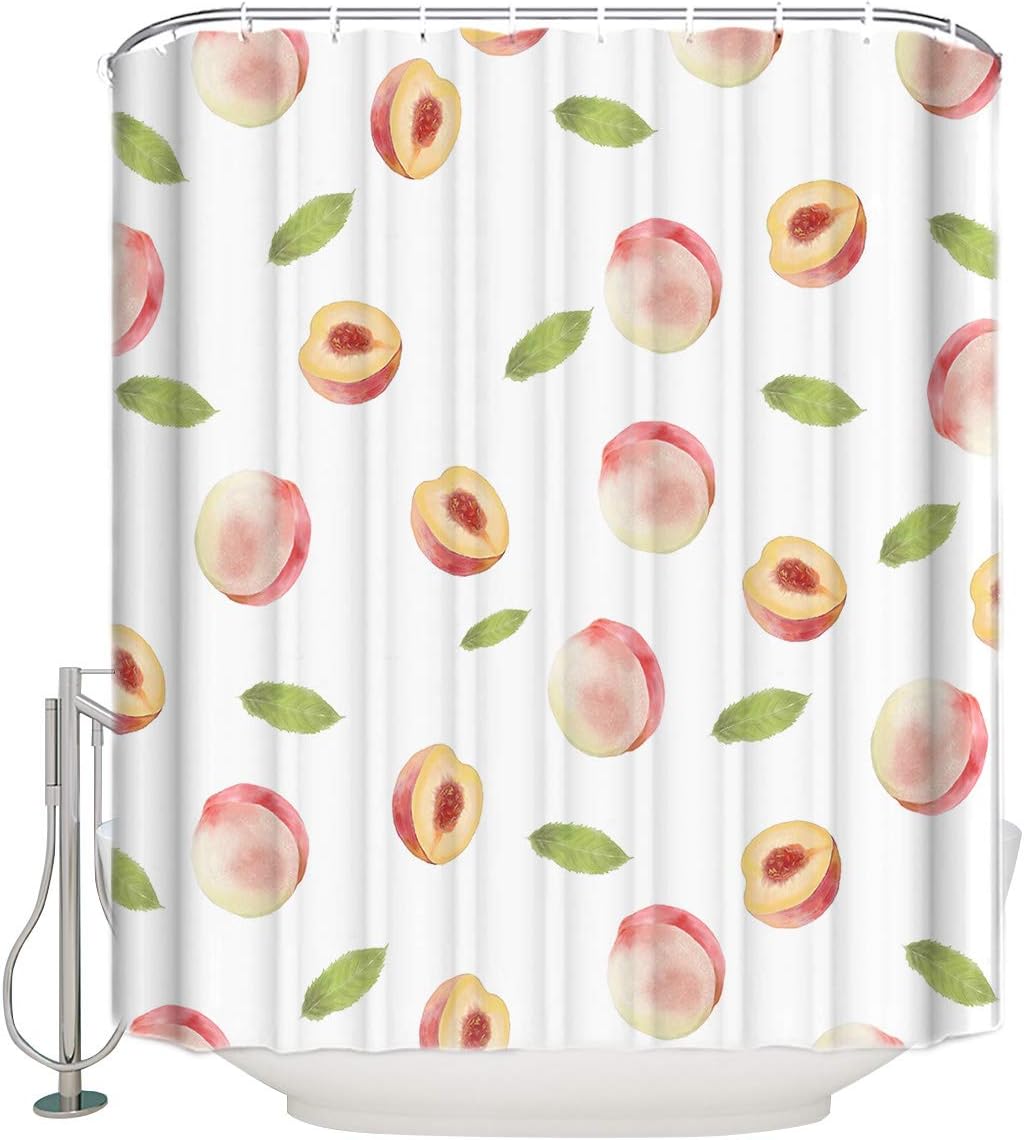 Peach Print Shower CurtainFresh & Simple Bathroom Decor for Women