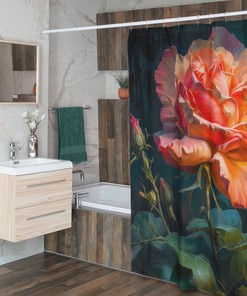 Peach Rose Shower Curtain with NY State Flower for an Elegant Bathroom Decor