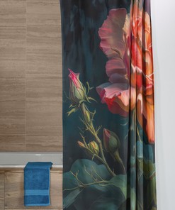 Peach Rose Shower Curtain with NY State Flower for an Elegant Bathroom Decor