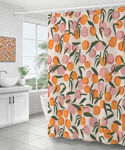 Peach Shower Curtain - Waterproof Fabric And Hotel Quality For Home Bathroom Decor