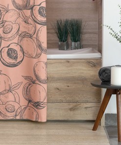 Peach Sketch Art Boho Bathroom Decor Shower Curtain in Light Pink