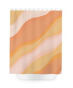 Peach Swirl Orange Pink Design Print Fabric Shower Curtain