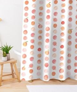 Peach and Pink Spots Shower Curtain, Cute Bathroom Decor Curtains, Ideal for Girls