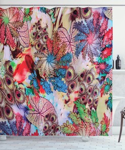 Peacock And Flowers Shower Curtain