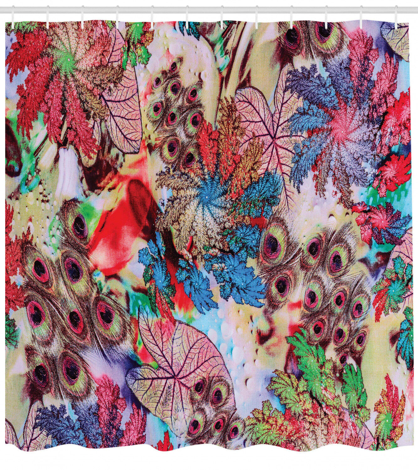 Peacock And Flowers Shower Curtain - Image 2