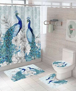 Peacock Bathroom Cove Vintage Shower Curtains Decorative