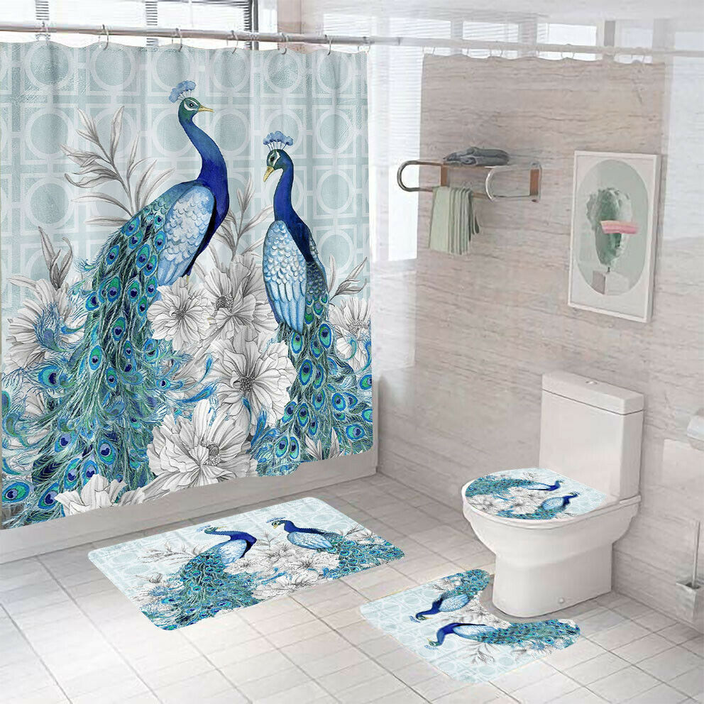Peacock Bathroom Cove Vintage Shower Curtains Decorative
