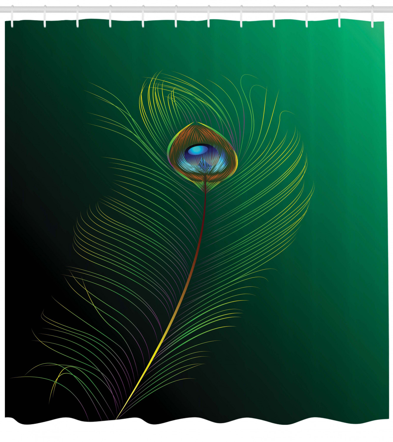 Peacock Bird Plumes Print Animal Shower Curtain For Bathroom Decor - Image 4