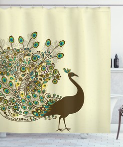 Peacock Bird Profile Print Shower Curtain for Your Bathroom - Unique Design