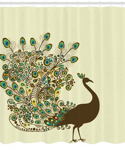 Peacock Bird Profile Print Shower Curtain for Your Bathroom - Unique Design