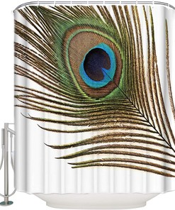 Peacock Feather Design Shower Curtain Art Painting