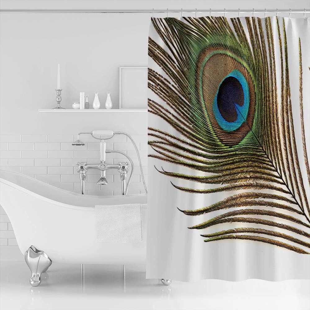 Peacock Feather Design Shower Curtain Art Painting - Image 2