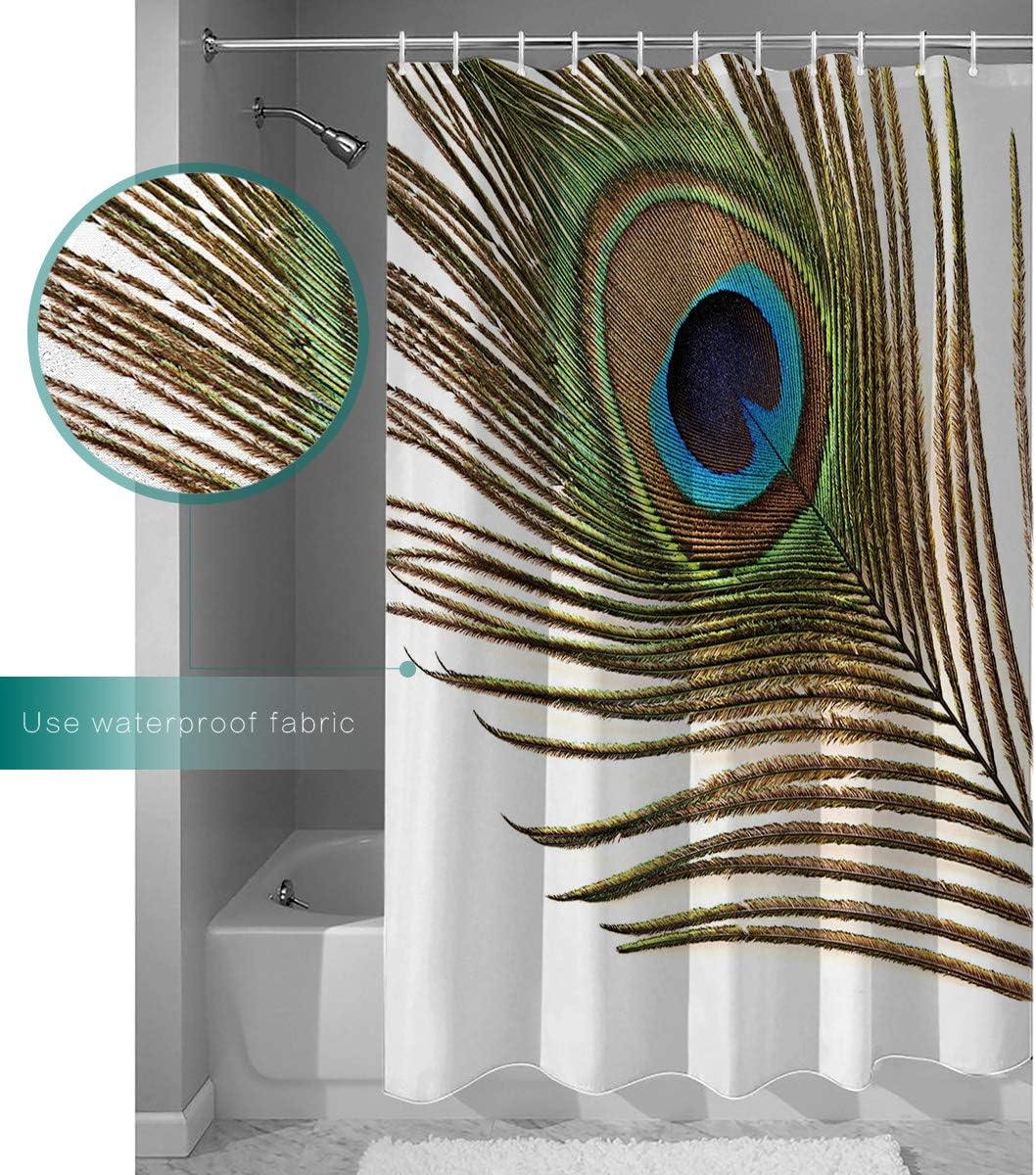 Peacock Feather Design Shower Curtain Art Painting - Image 3
