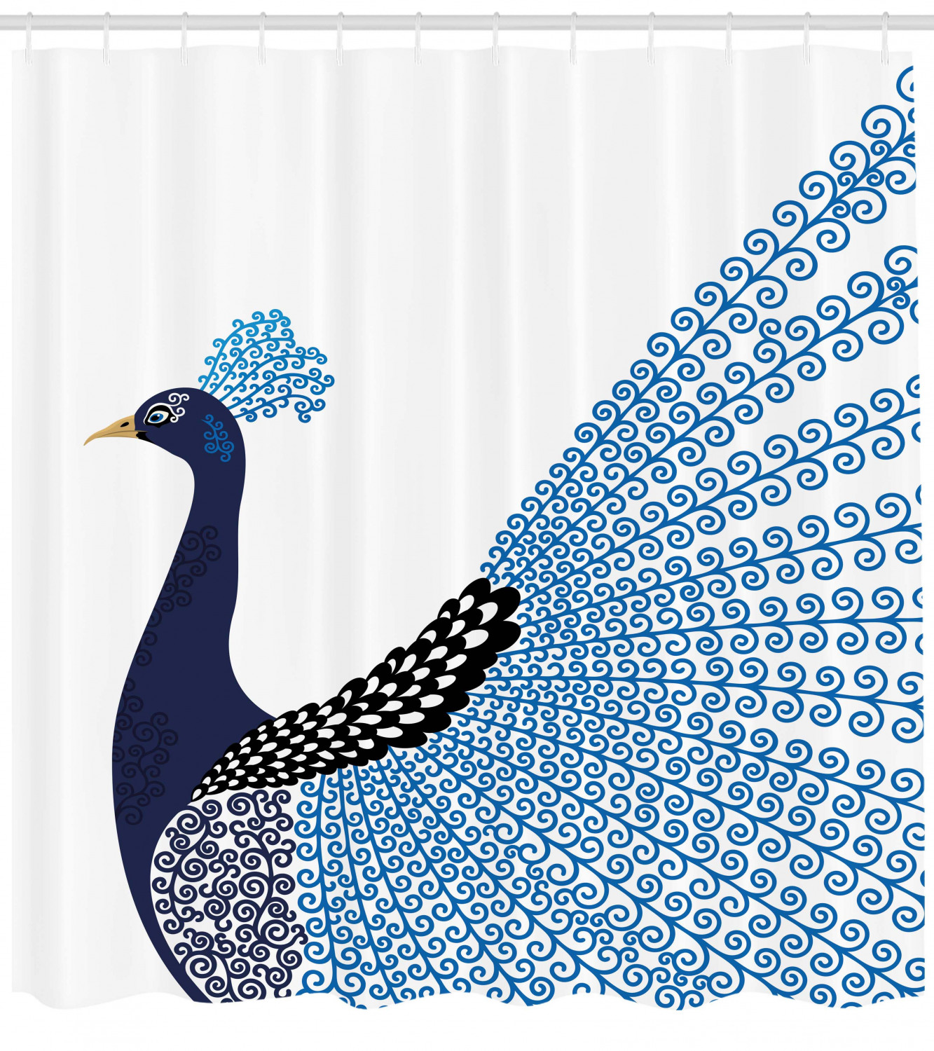 Peacock Feather Print Animal Shower Curtain For Bathroom Decor - Image 4