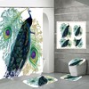 Peacock Feather Print Shower Curtain - Elegant Bathroom Decor