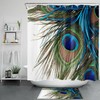 Peacock Feather Shower Curtain - Vintage Blue and Green Design for Bathroom Decor
