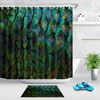 Peacock Feather Shower Curtain - Waterproof Fabric Bathroom Decor with Blue Green Color