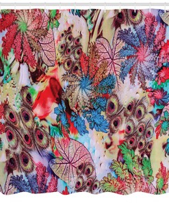 Peacock Feather Shower Curtain featuring Floral Art Leaf Print in Gorgeous Colors