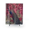 Peacock Feather Shower Curtain with William Morris Inspired Floral Print 
