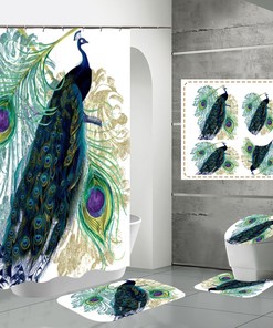 Peacock Feather and Birds Print Shower Curtain Bathroom for a Unique and Colorful Bathroom Look