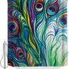 Peacock Feathers Abstract Tail Feather Eye Print Shower Curtain for Bathroom Decor