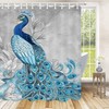 Peacock Feathers Blue Fabric Shower Curtain, Waterproof For Bathroom Decor