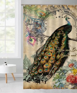 Peacock Flower Quotes Motto Shower Curtain for Beautiful Bathroom