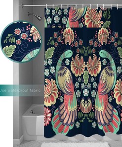 Peacock Garden Fabric Shower Curtain for Bathroom Decor with Elegant and Colorful Design