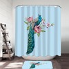 Peacock On Flowers Printed Waterproof Shower Curtain For Bathroom