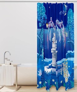 Peacock Park Night Fabric Shower Curtain for Bathroom Decor