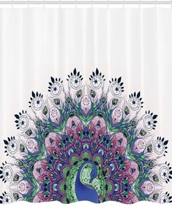 Peacock Pink Blue Elegant Modern Decor Design Shower Curtain