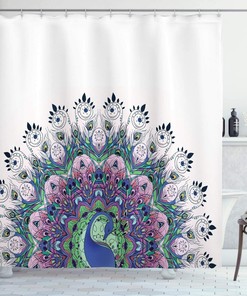 Peacock Pink Blue Elegant Modern Decor Design Shower Curtain