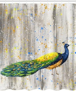 Peacock Portrait Vintage Rustic Shower Curtain - Vintage Bathroom Shower Curtains