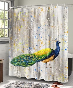 Peacock Portrait Vintage Rustic Shower Curtain - Vintage Bathroom Shower Curtains