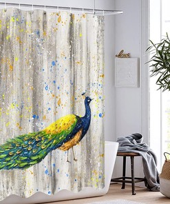 Peacock Portrait Vintage Rustic Shower Curtain - Vintage Bathroom Shower Curtains