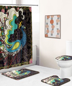Peacock Print Shower Curtain Bathrooms Set Cover for a Unique and Elegant Bathroom Look