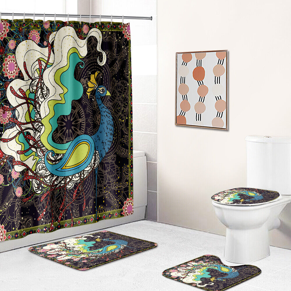 Peacock Print Shower Curtain Bathrooms Set Cover for a Unique and Elegant Bathroom Look