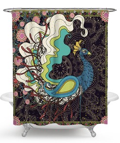 Peacock Print Shower Curtain Bathrooms Set Cover for a Unique and Elegant Bathroom Look