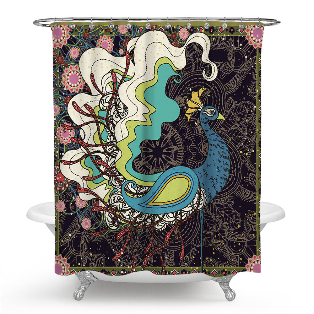 Peacock Print Shower Curtain Bathrooms Set Cover for a Unique and Elegant Bathroom Look