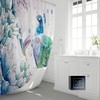 Peacock and Hummingbird Watercolor Shower Curtain, Nature Bathroom Decor