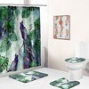 Peacocks And Palm Leaves Shower Curtain, Exotic Bathroom Decor With Nature-Inspired Print