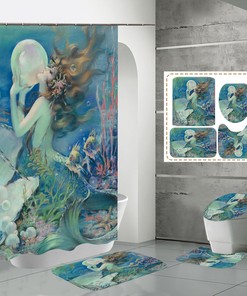 Pearl Shell and Starfish Shower Curtain - Tropical Beach Bathroom Decor