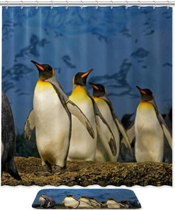 Penguin Animal Waterproof Shower Curtain For Bathroom