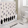 Penguin Animal Wildlife Shower Curtain with Beige Stripes for Kids Bathroom